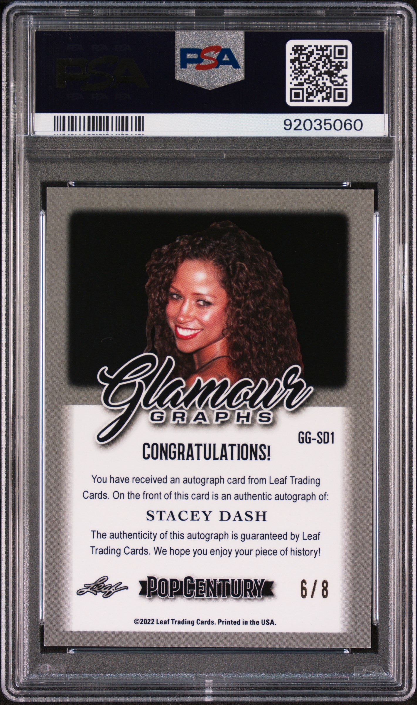 Stacey Dash 2022 Leaf Metal Pop Century Glamour Graphs AUTO #6/8 Blue Wave PSA 9