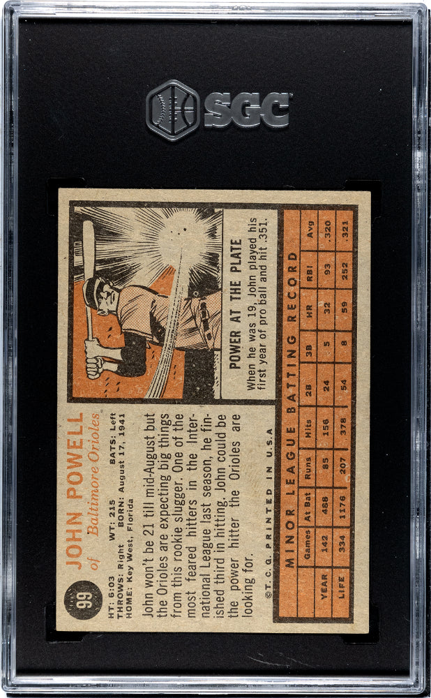 1962 Topps Boog Powell #99 SGC 6 John Rookie Card