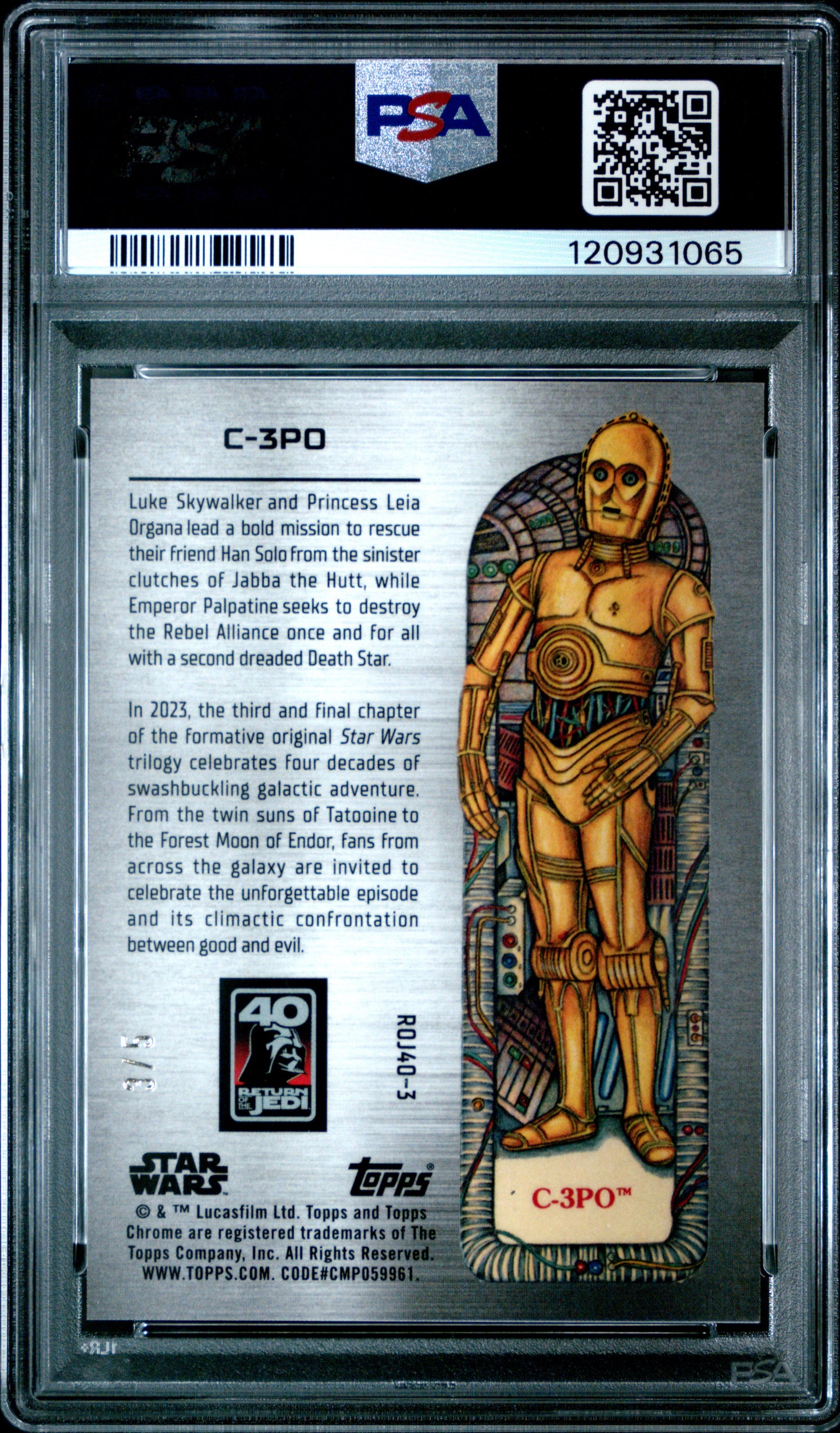 C-3po 2023 Topps Chrome Star Wars Return Of The Jedi Red Refractor #3/5 PSA 9