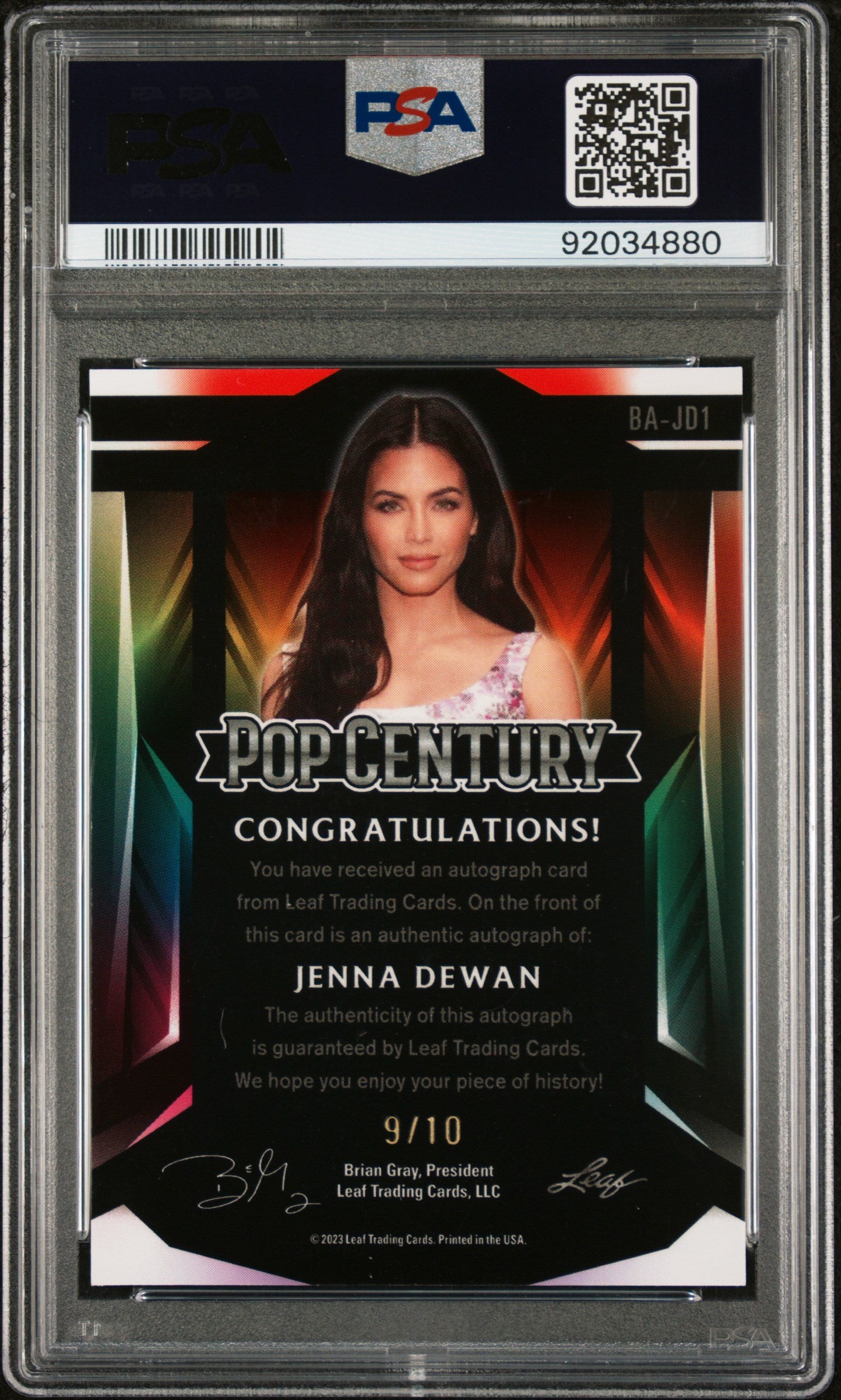 Jenna Dewan 2023 Leaf Metal Pop Century AUTO #9/10 Silver Crystal PSA 10