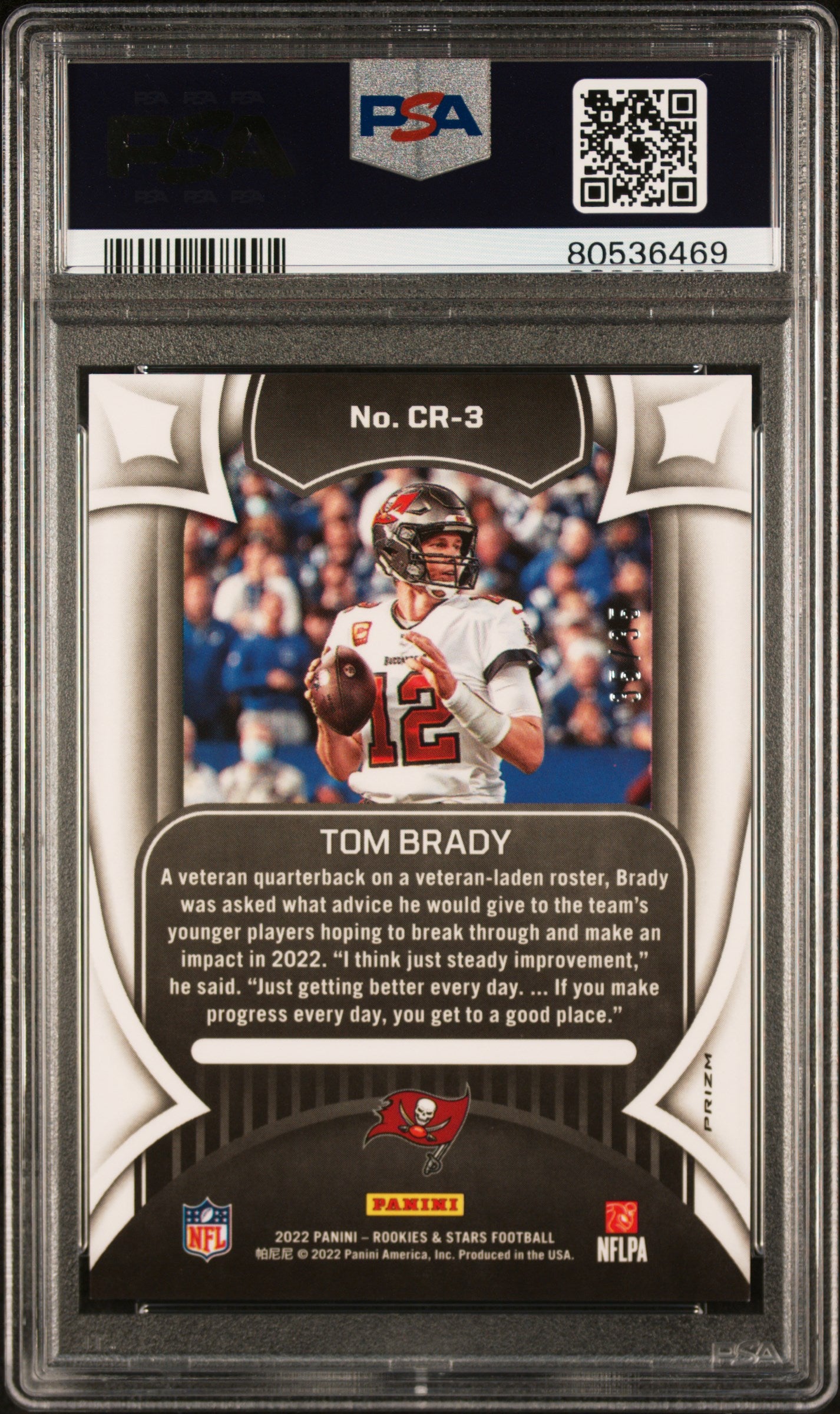 2022 Panini Rookies & Stars Crusade Tom Brady #CR3 Crusade Purple #35/35 PSA 10