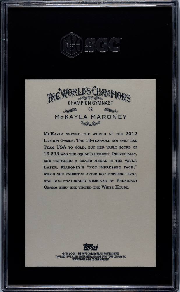 2013 Topps Allen & Ginter Mckayla Maroney #62 SGC 10 USA Gymnastics