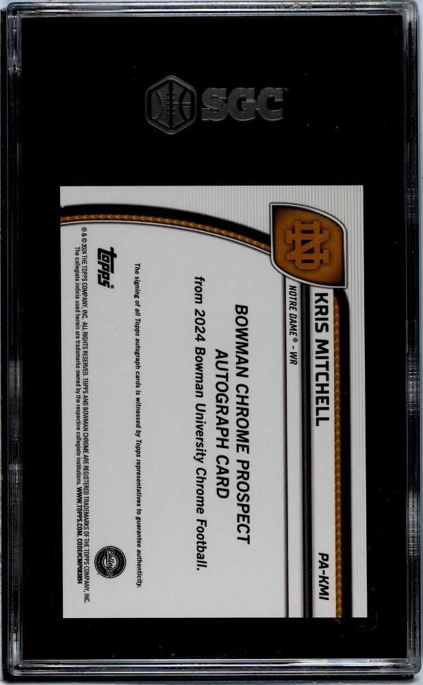 2024 Bowman U Chrome Kris Mitchell AUTO #7/50 Gold Shimmer Refractor SGC 9