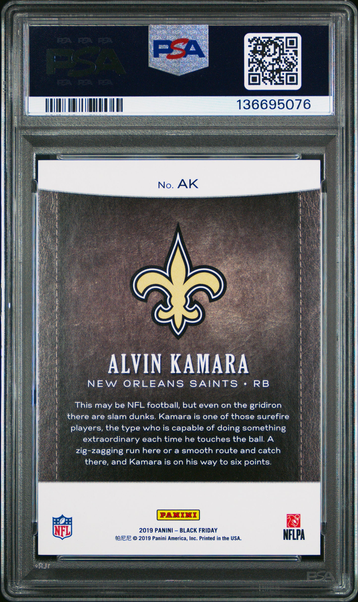 2019 Black Friday Panini Collection Alvin Kamara Escher Squrs. PSA 10 /10 pop 1