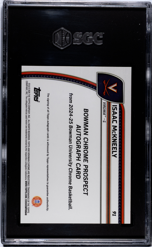 2024-25 Bowman U Chrome Isaac Mckneely Auto Black Wave Refractor SGC 10 pop 1