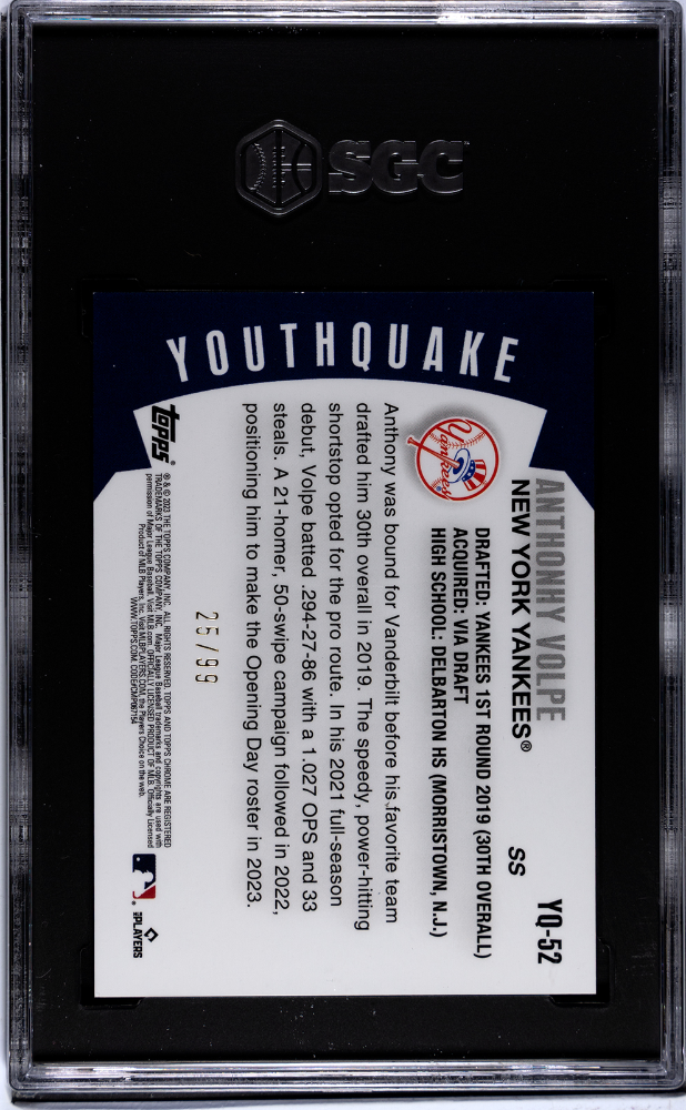 2023 Chrome Update Anthony Volpe #YQ-52 Youthquake Green Refractor SGC 9.5 /99