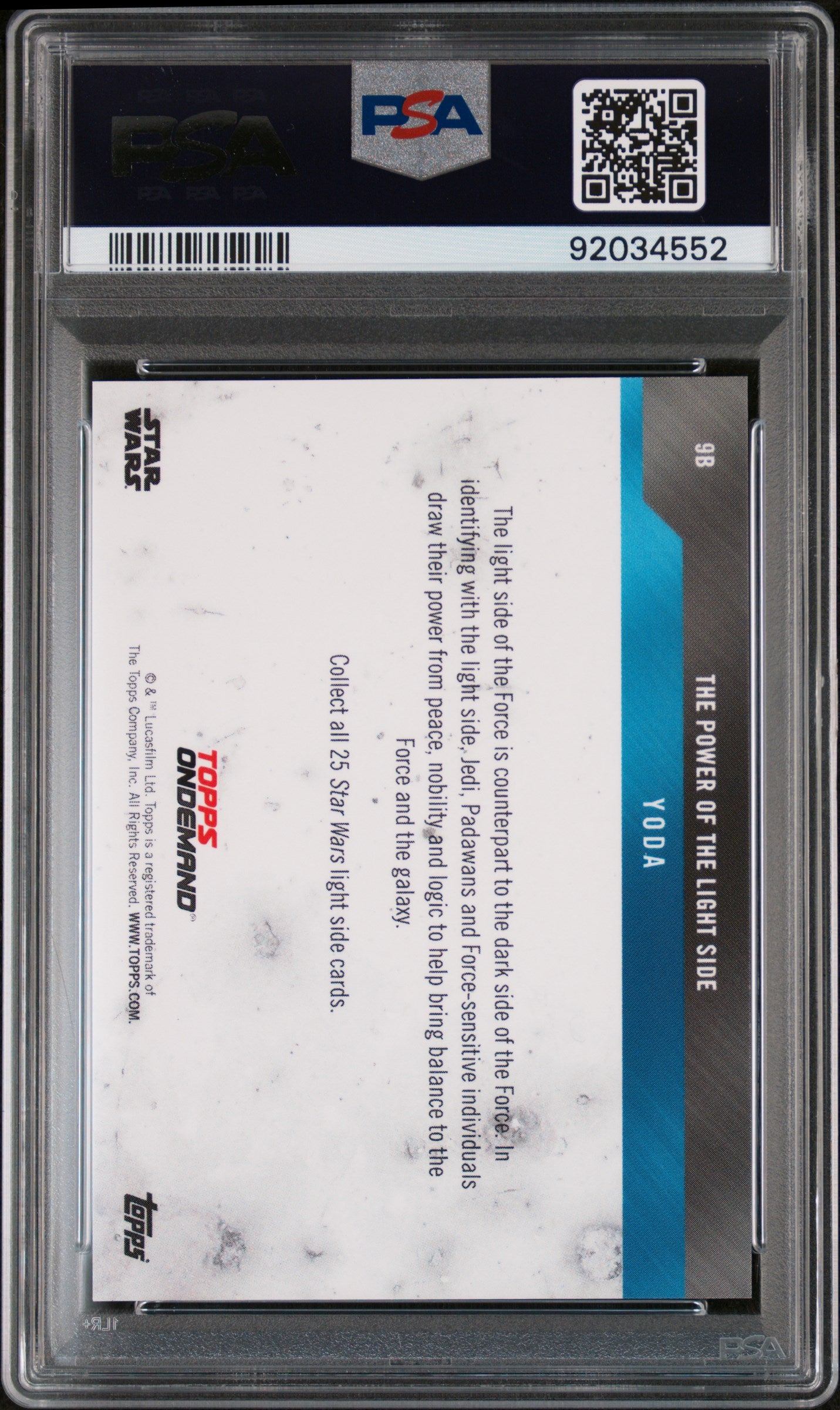 Yoda Yoda Topps Star Wars Power Of The Light Side Purple #3/10 PSA 9