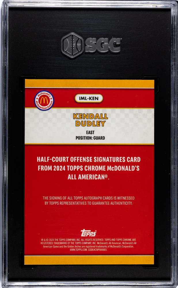 2024 Chrome Mcdonald's Kendall Dudley Half Court Offense Auto Logo Refractor SGC