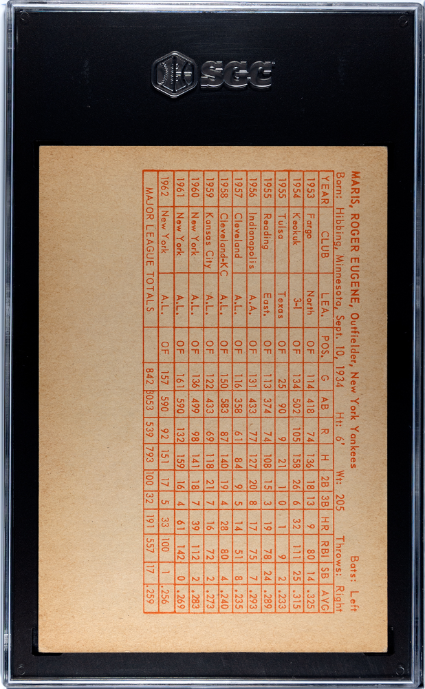 1963 Exhibits Roger Maris SGC 4 statistics