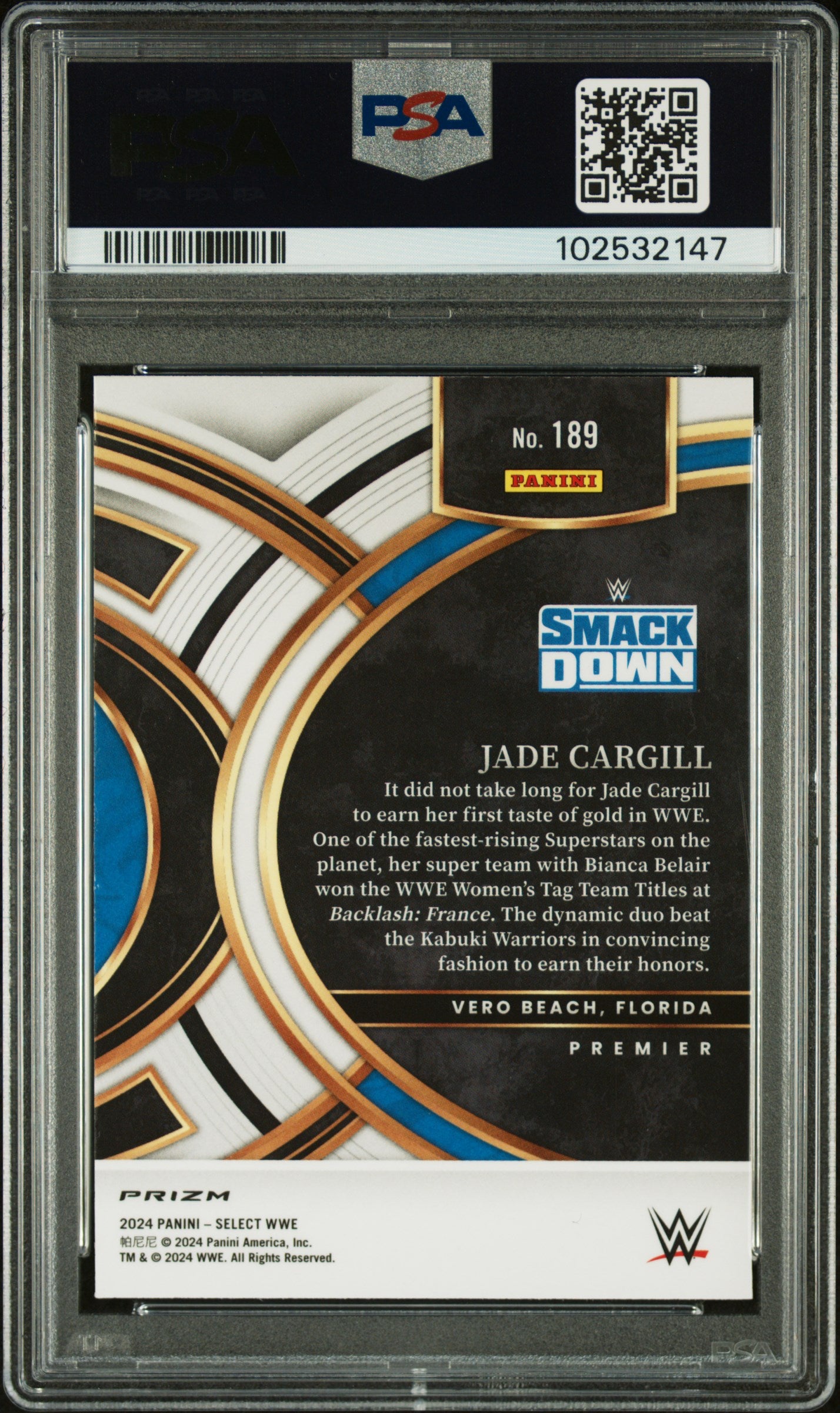 2024 Panini Select WWE Jade Cargill #189 Green Flash PSA 10 POP 4