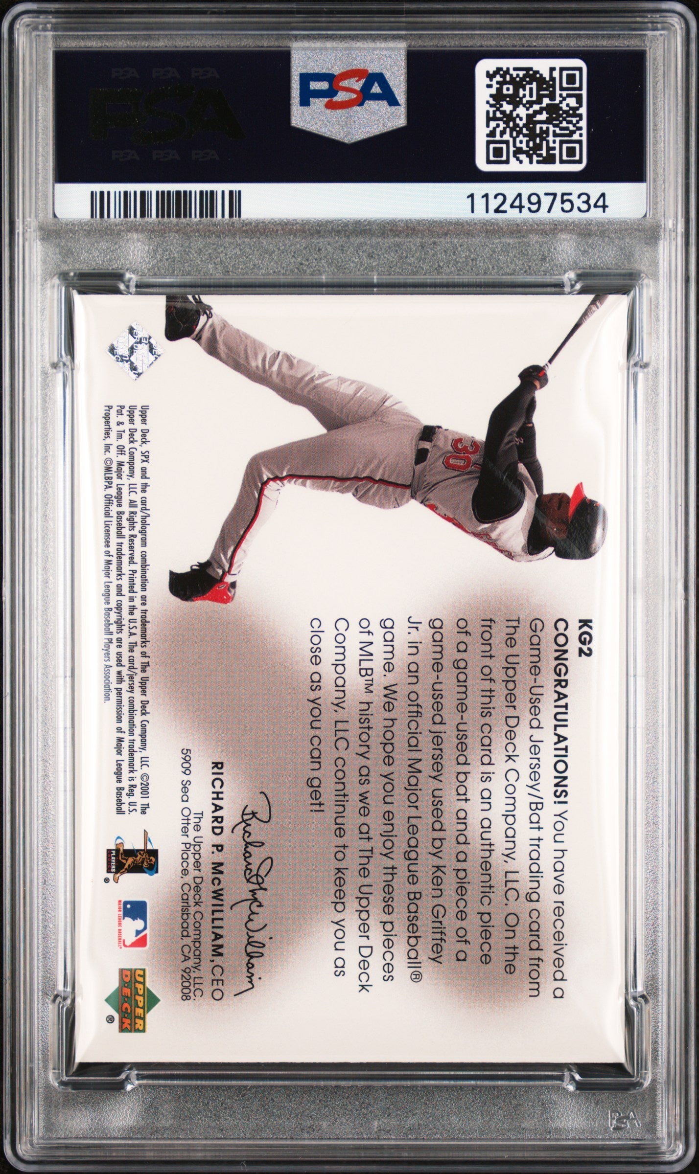2001 SPX Winning Materials Jersey/Bat Ken Griffey JR. #KG2 PSA 9