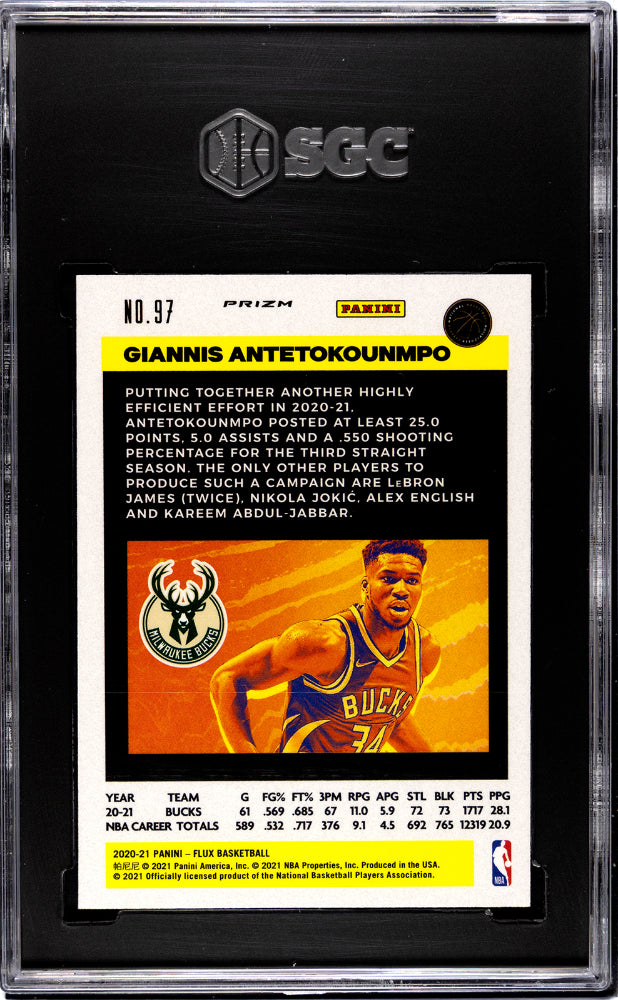 2020-21 Panini Flux Giannis Antetokounmpo #97 Pulsar Prizm SGC 9.5