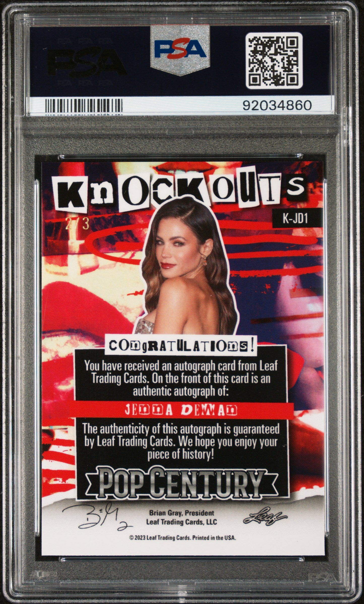 Jenna Dewan 2023 Leaf Metal Pop Century Knockouts AUTO #2/3 Green PSA 10