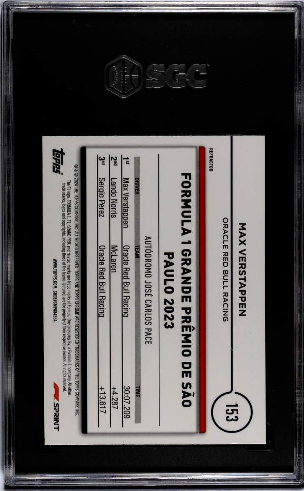 2024 Topps Chrome F1 Max Verstappen #153 Refractor SGC 9 pop 1