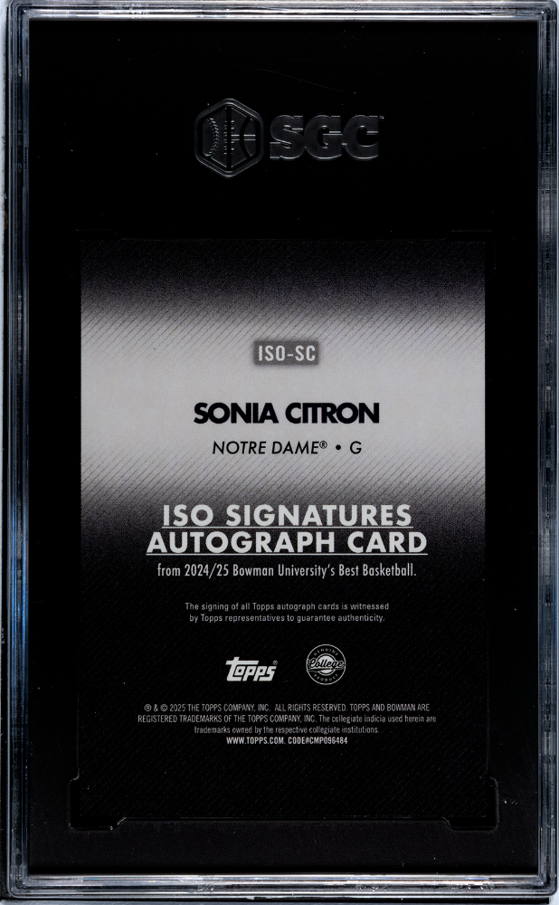 2024-25 Bowman U Best Sonia Citron #ISO-SC Iso Auto Black Refractor SGC 9.5 POP
