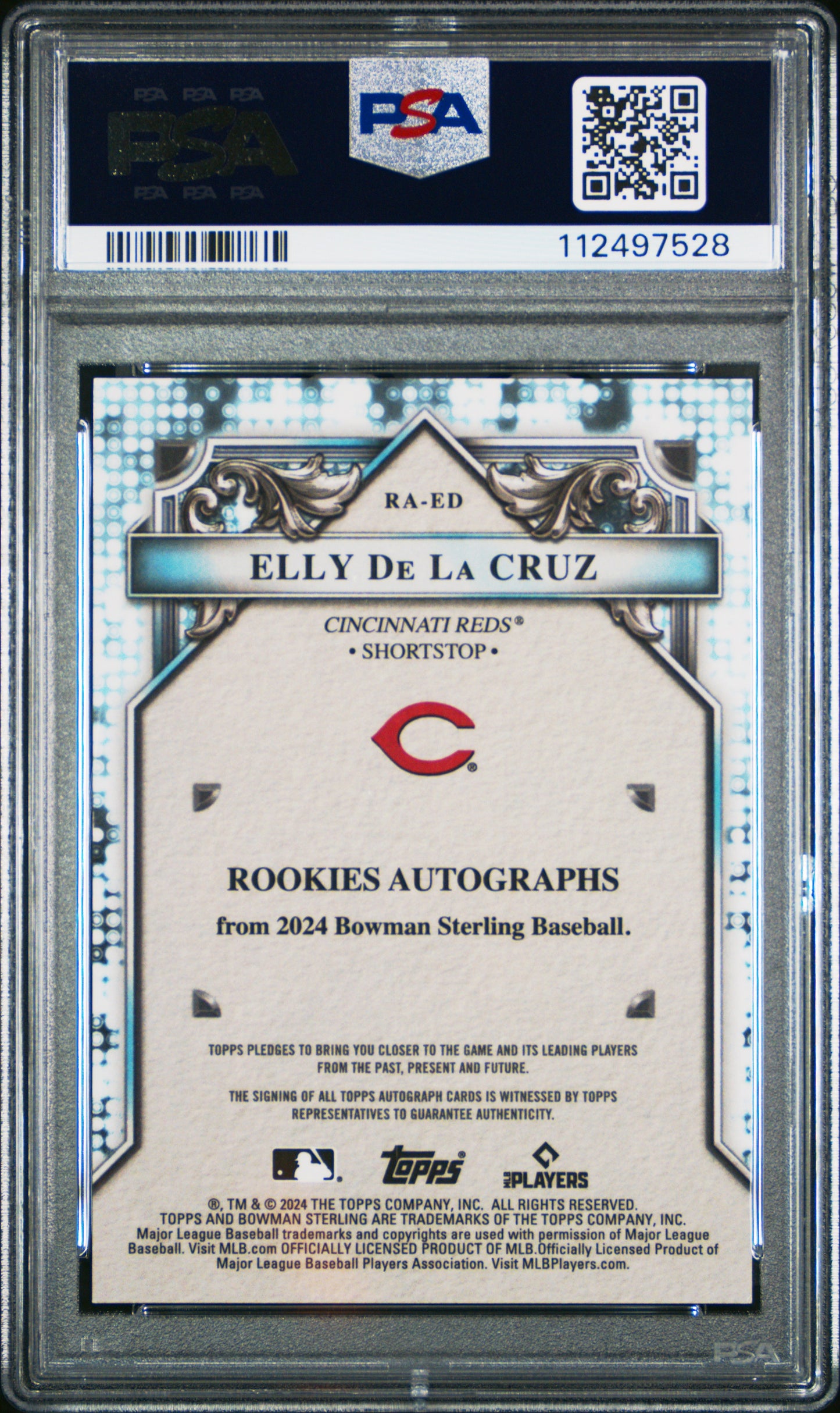 2024 Bowman Sterling Rookies Auto Elly De La Cruz Rose Gold Ref 06/15 PSA 9