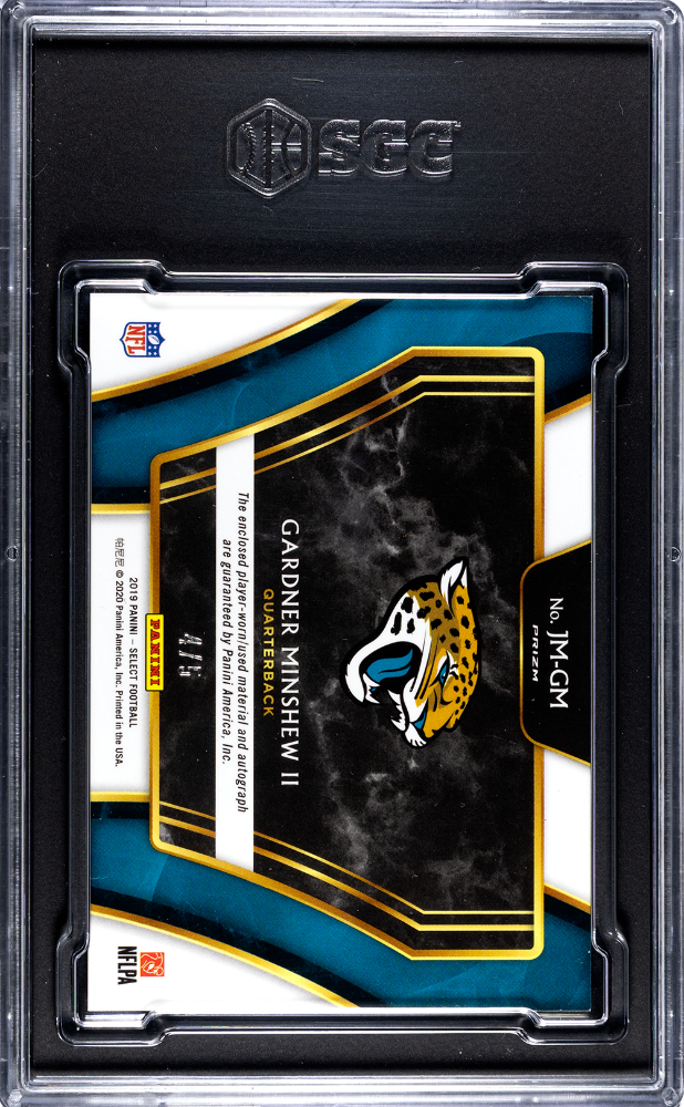 2019 Panini Select Gardner Minshew II Rookie PATCH AUTO #4/5 Green Prizm SGC 8.5