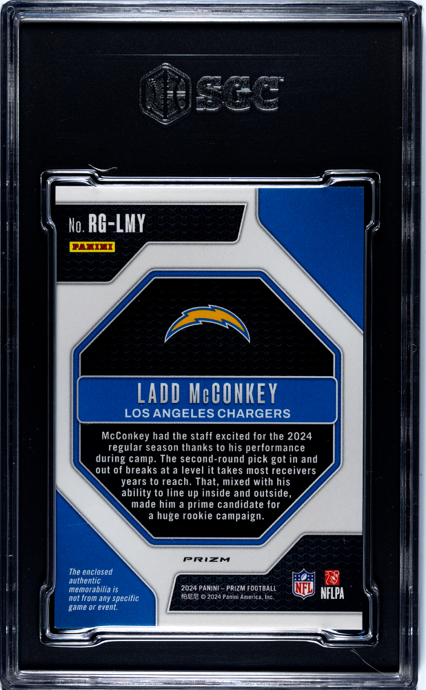 2024 Panini Prizm Ladd Mcconkey #RG-LMY Rookie Gear SGC 9.5
