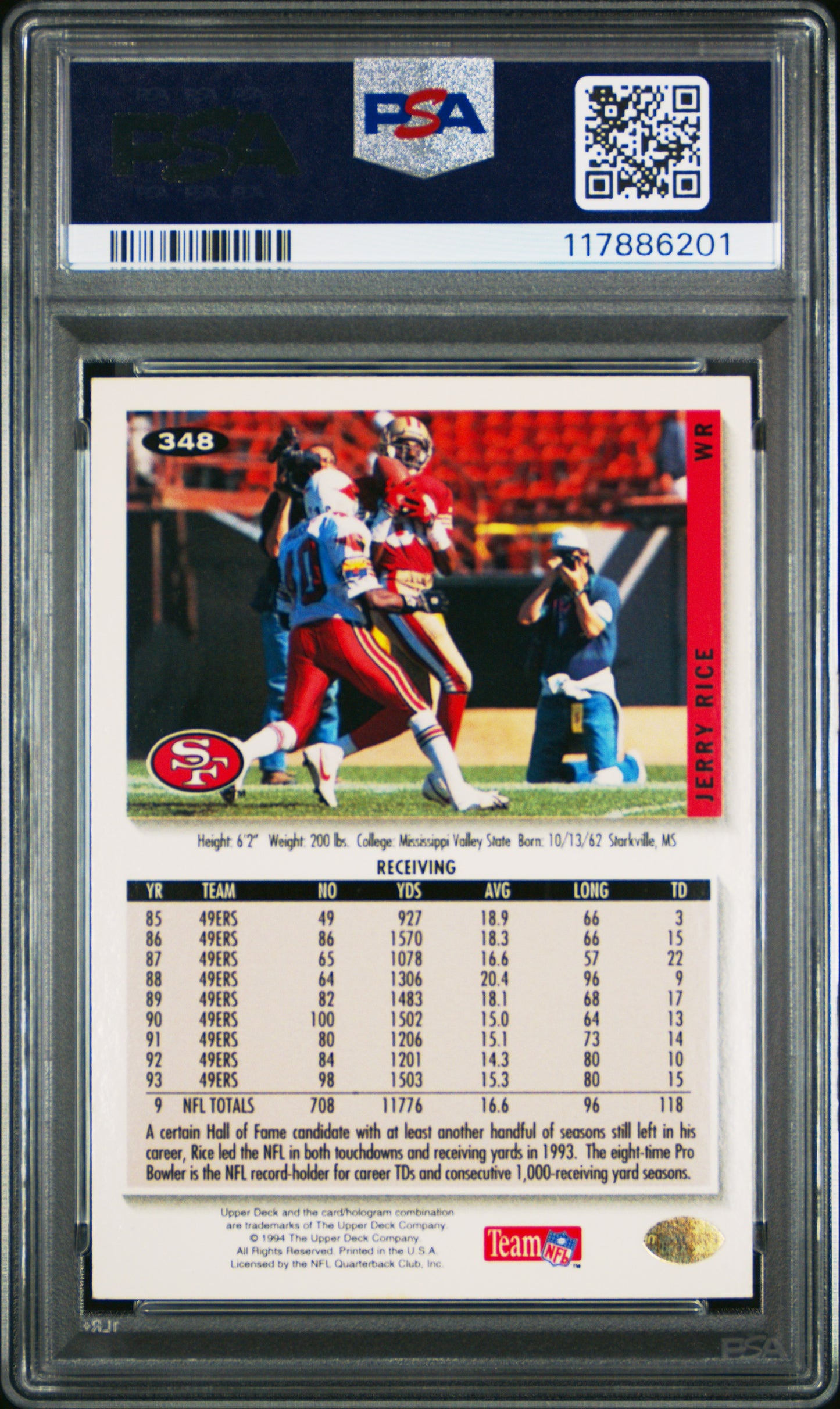1994 Collector's Choice Jerry Rice #348 Gold PSA 9