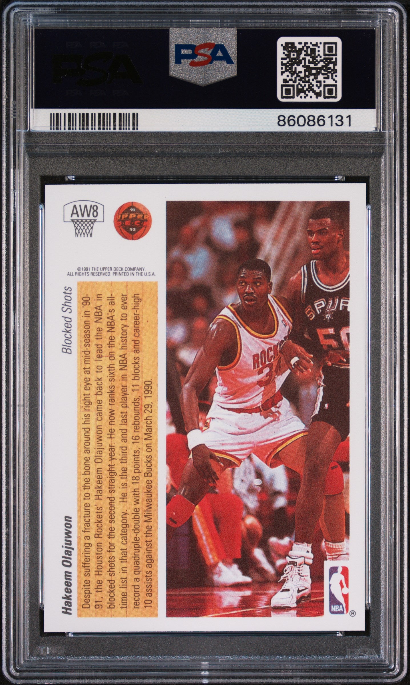 1991 Upper Deck Award Winner Hologram Hakeem Olajuwon #AW8 Hologram PSA 9