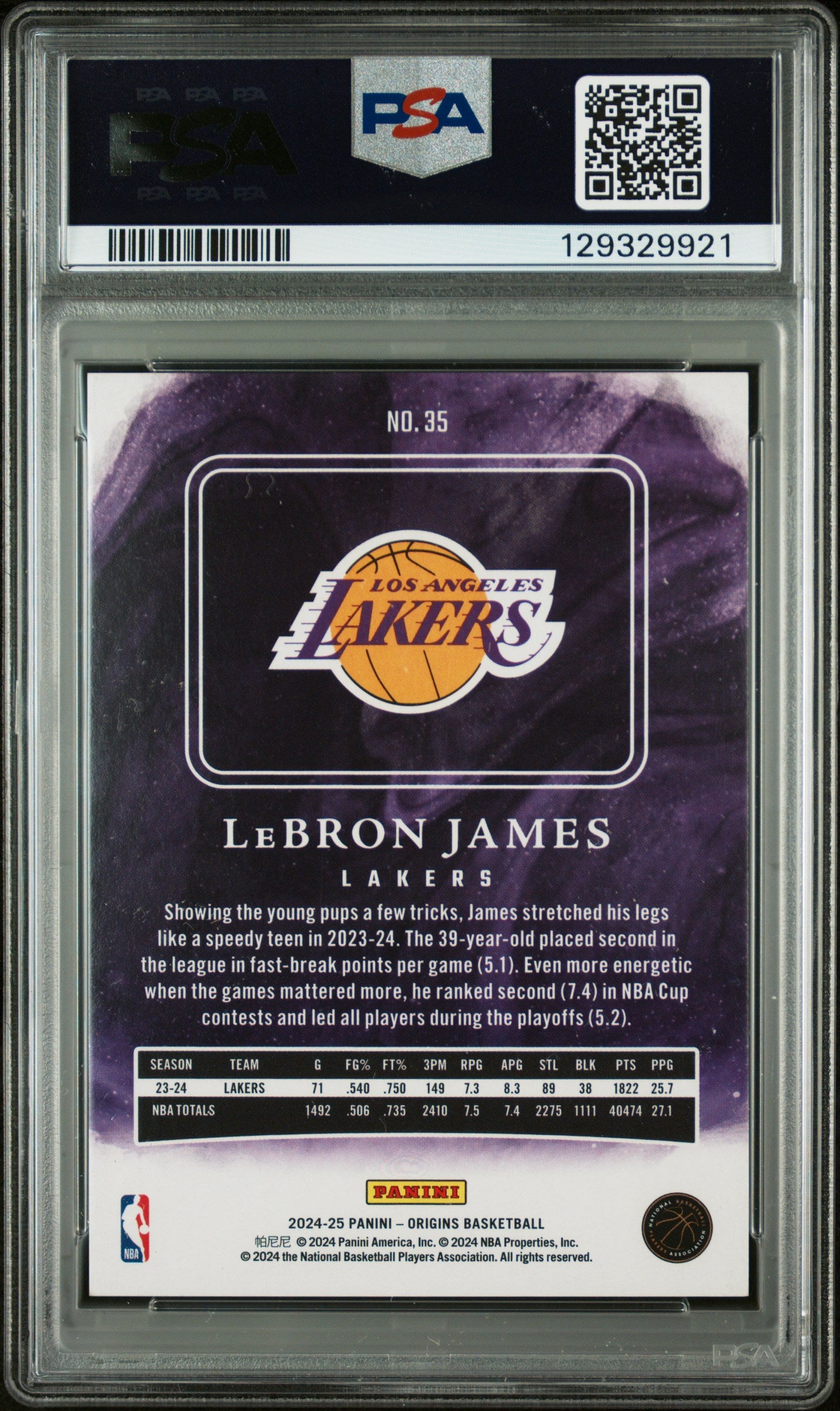 2024-25 Panini Origins LeBron James #35 Orange 51/75 PSA 8 /75 pop 2