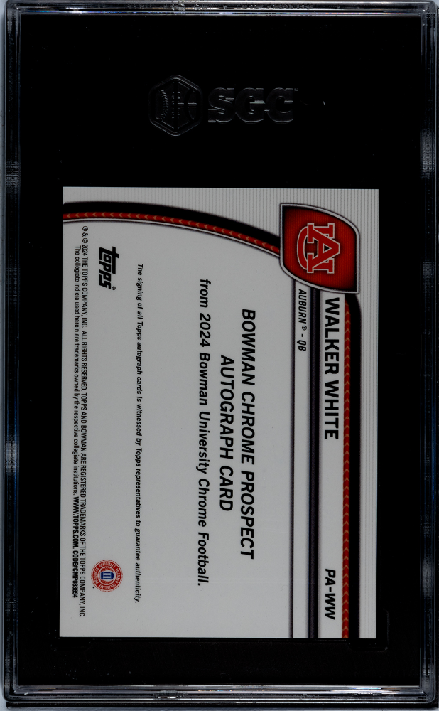 2024 Bowman U Chrome Walker White #PA-WW Pros. Auto SGC 9 POP 1
