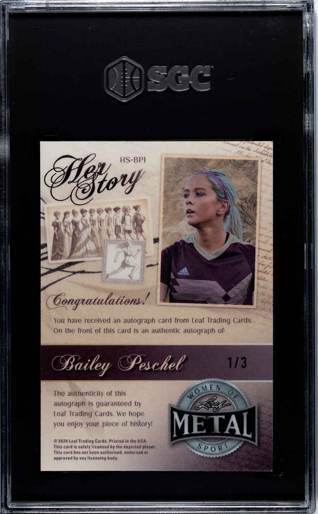 2024 Leaf Metal Women Of Sport Bailey Peschel Soccer AUTO #1/3 POP 1 SGC 9.5