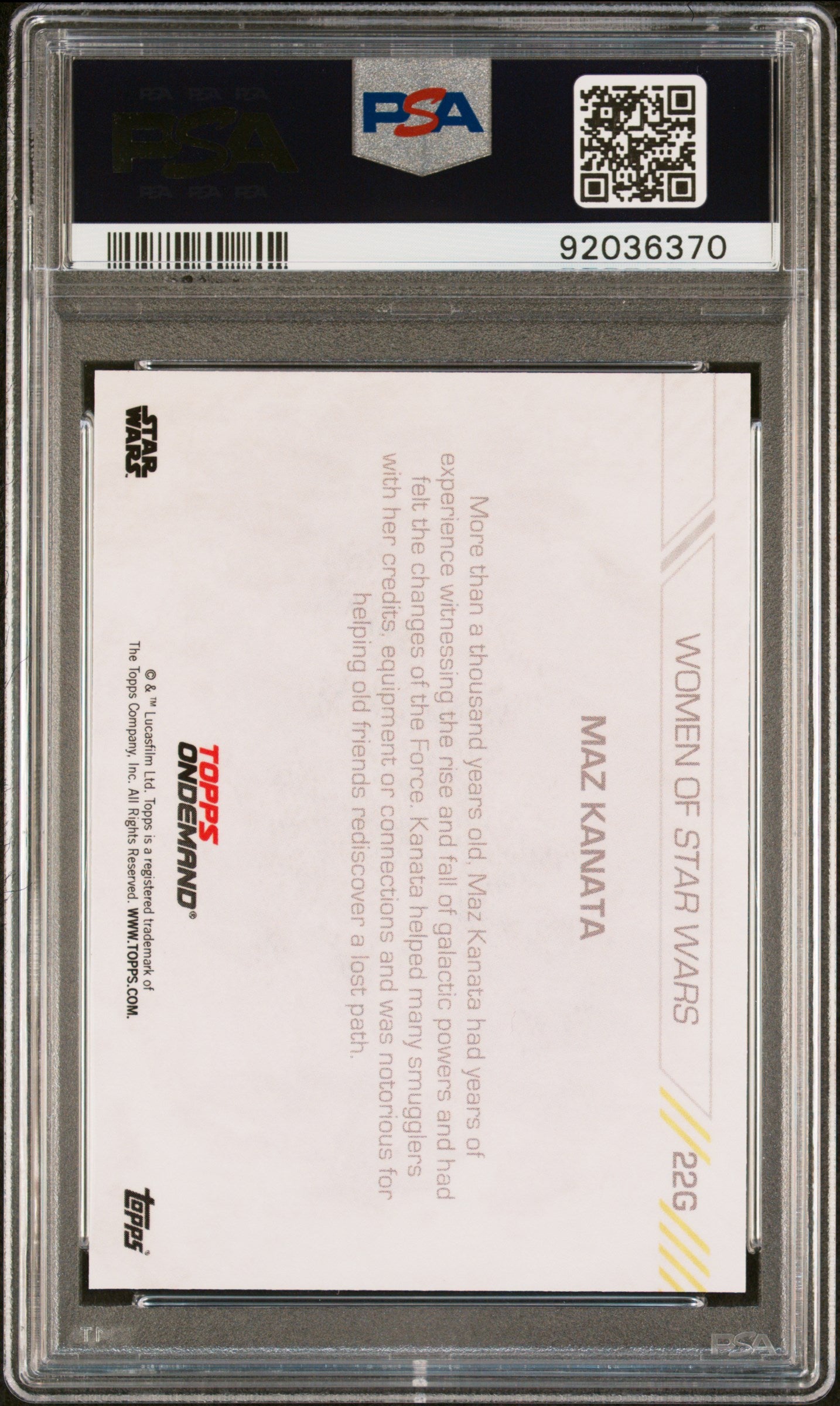 Maz Kanata 2019 Topps On Demand Women Of Star Wars Gold #1/1 PSA 9