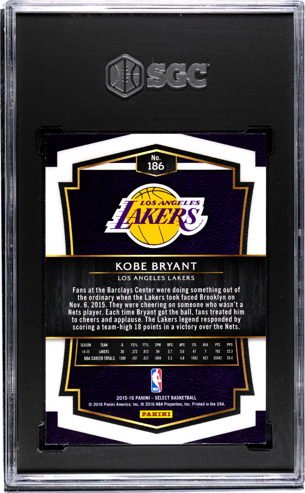 2015 Panini Select Kobe Bryant #186 SGC 10 pop 2