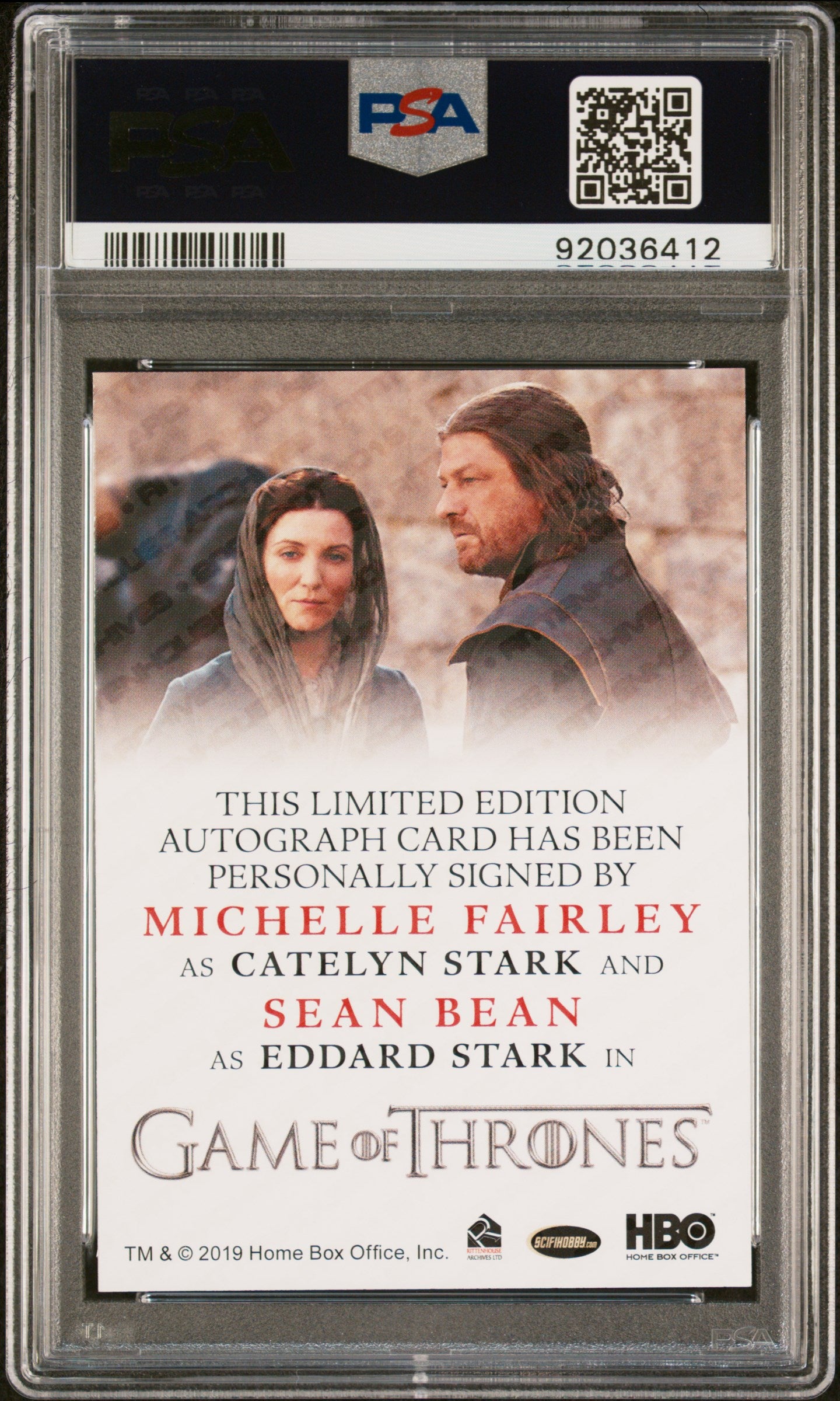 Sean Bean Michelle Fairley CATELYN EDDARD STARK 2020 Game Of Thrones AUTO PSA 9