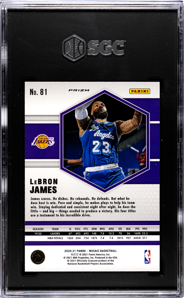 2020-21 Panini Mosaic LeBron James #81 Gold Wave Prizm SGC 9