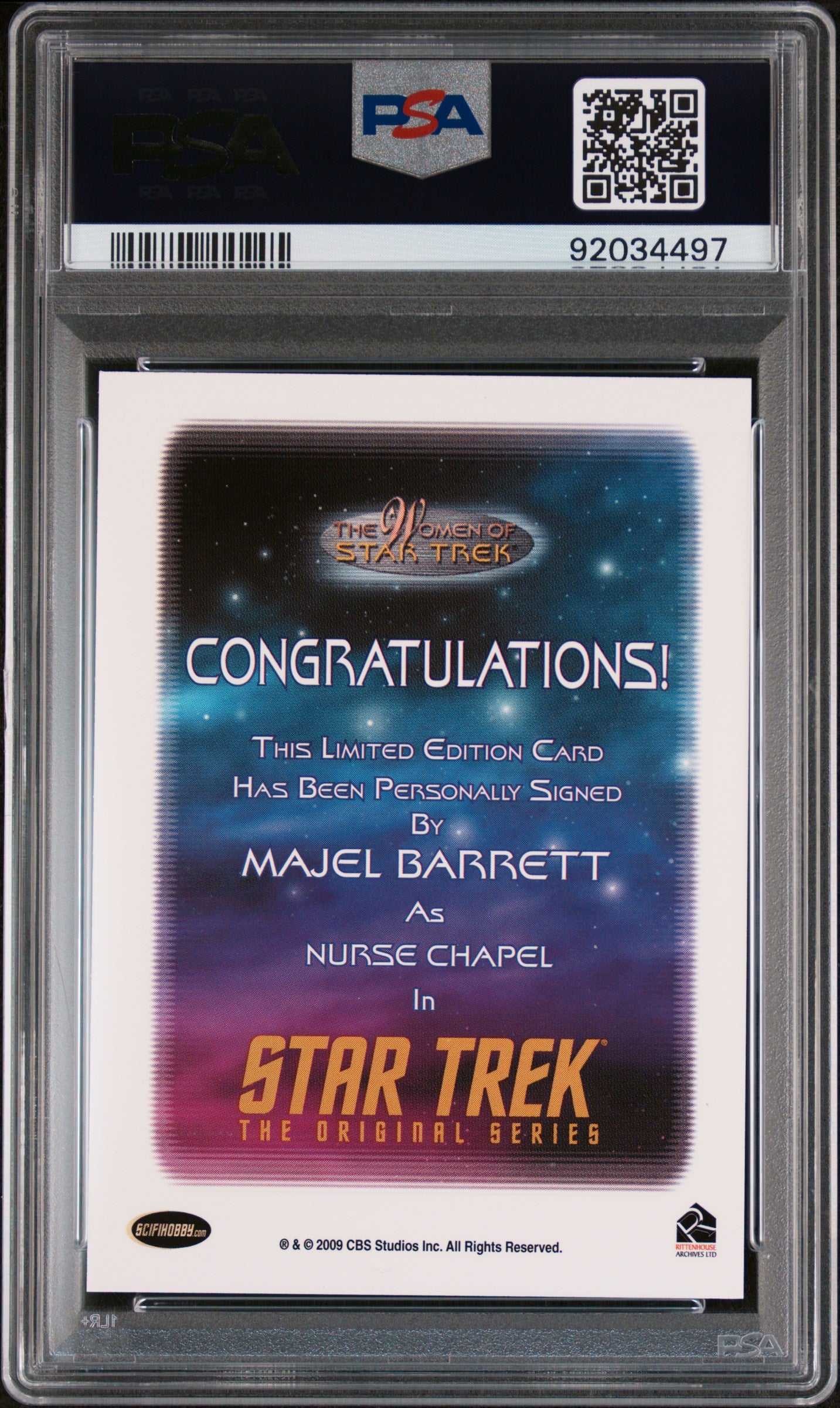 Majel Barrett NURSE CHAPEL 2021 Women Of Star Trek Art And Images AUTO PSA 8