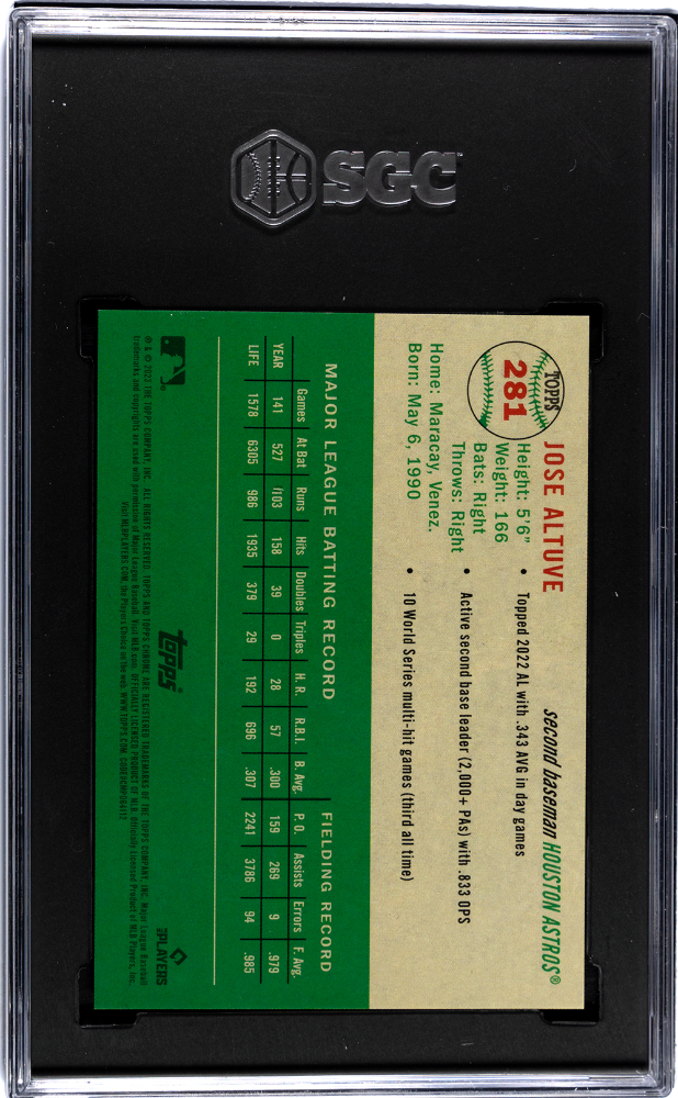 2023 Chrome Platinum Jose Altuve Toile Cream Rose Gold Refractor SGC 9.5 /75