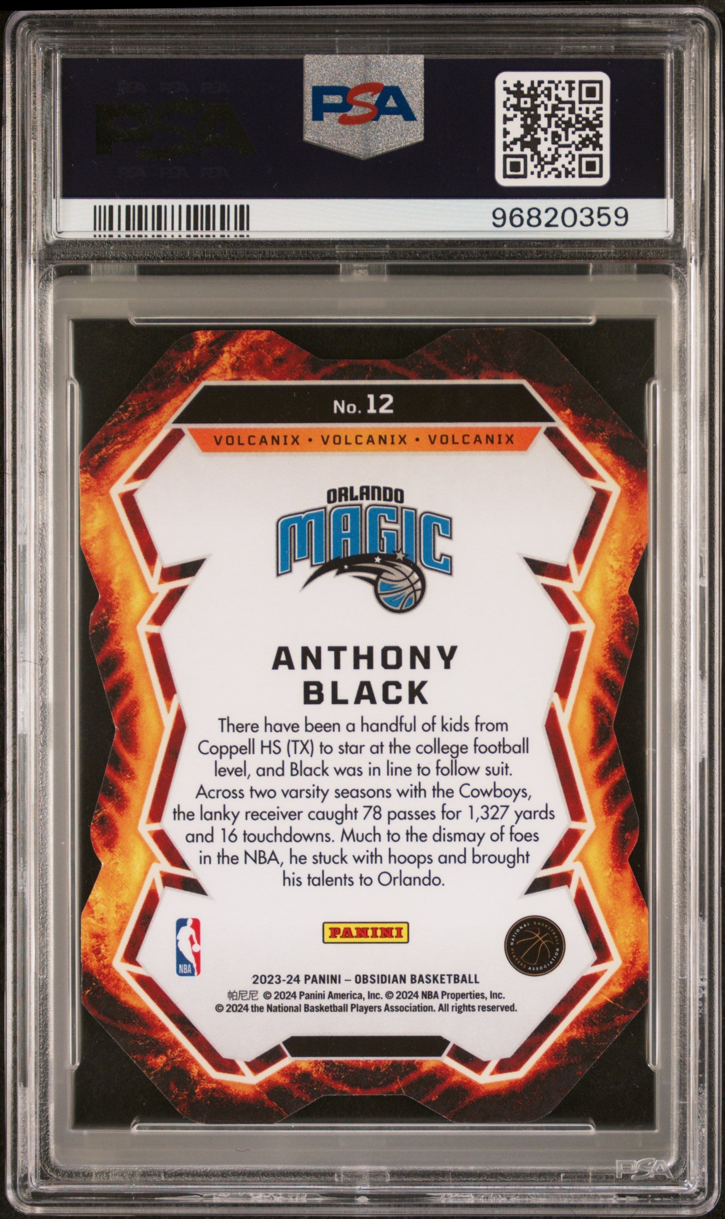 2023-24 Panini Obsidian Volcanix Anthony Black #12 Rookie PSA 10