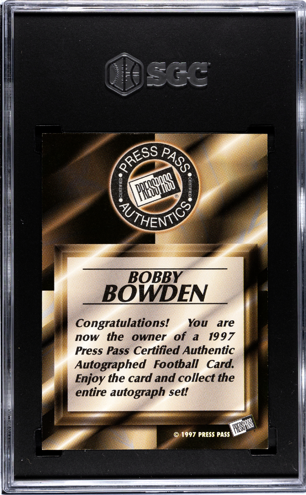 1997 Press Pass Bobby Bowden Autograph AUTO Florida State SGC 9 POP 1