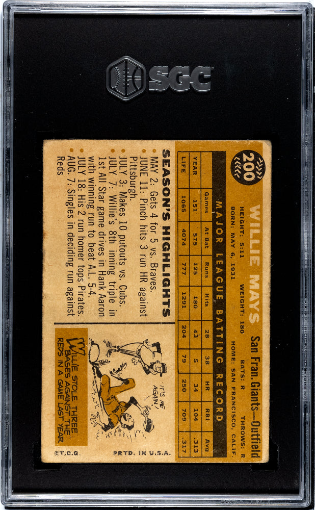 1960 Topps Willie Mays #200 SGC 3