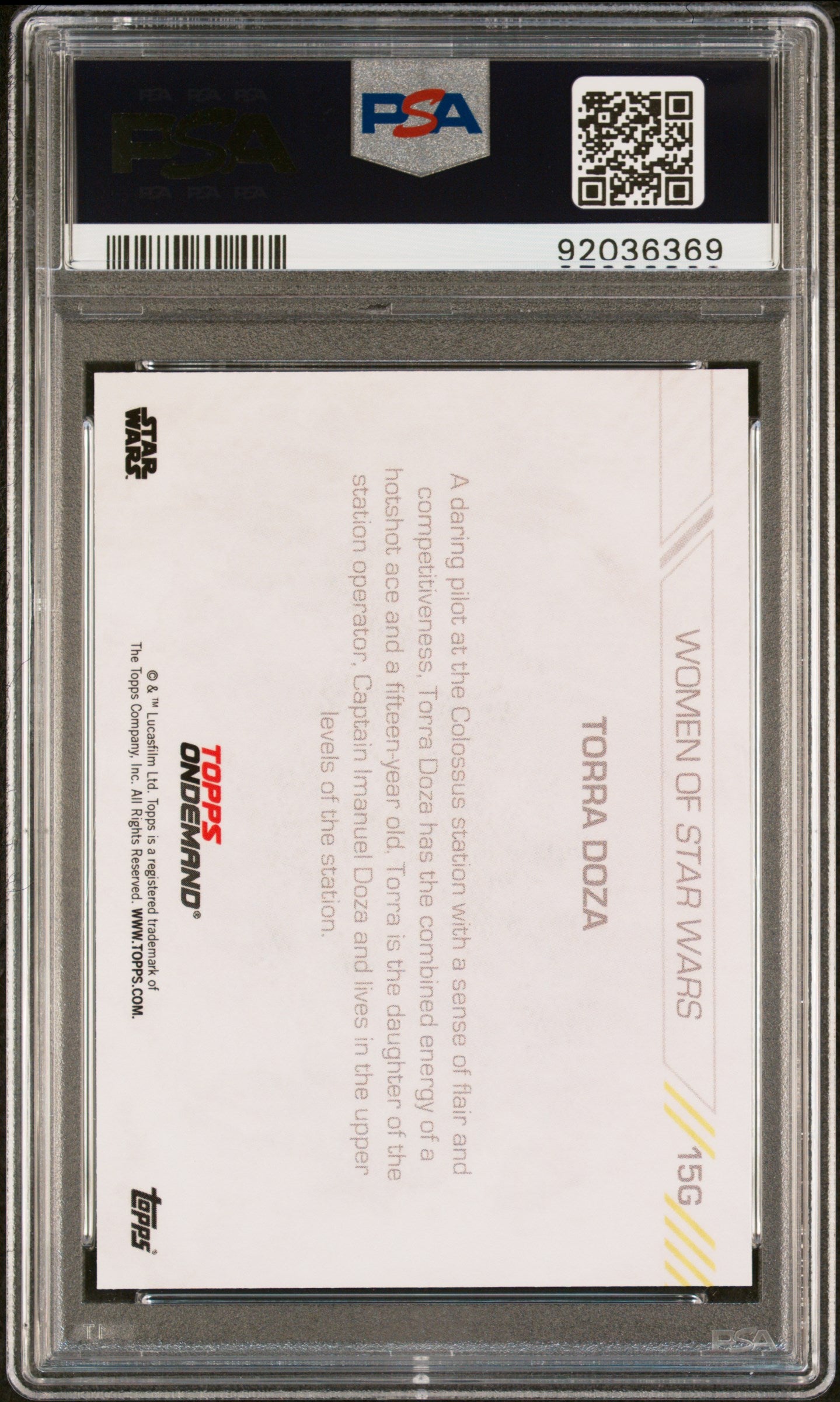 Torra Doza 2019 Topps On Demand Women Of Star Wars Gold #1/1 PSA 10