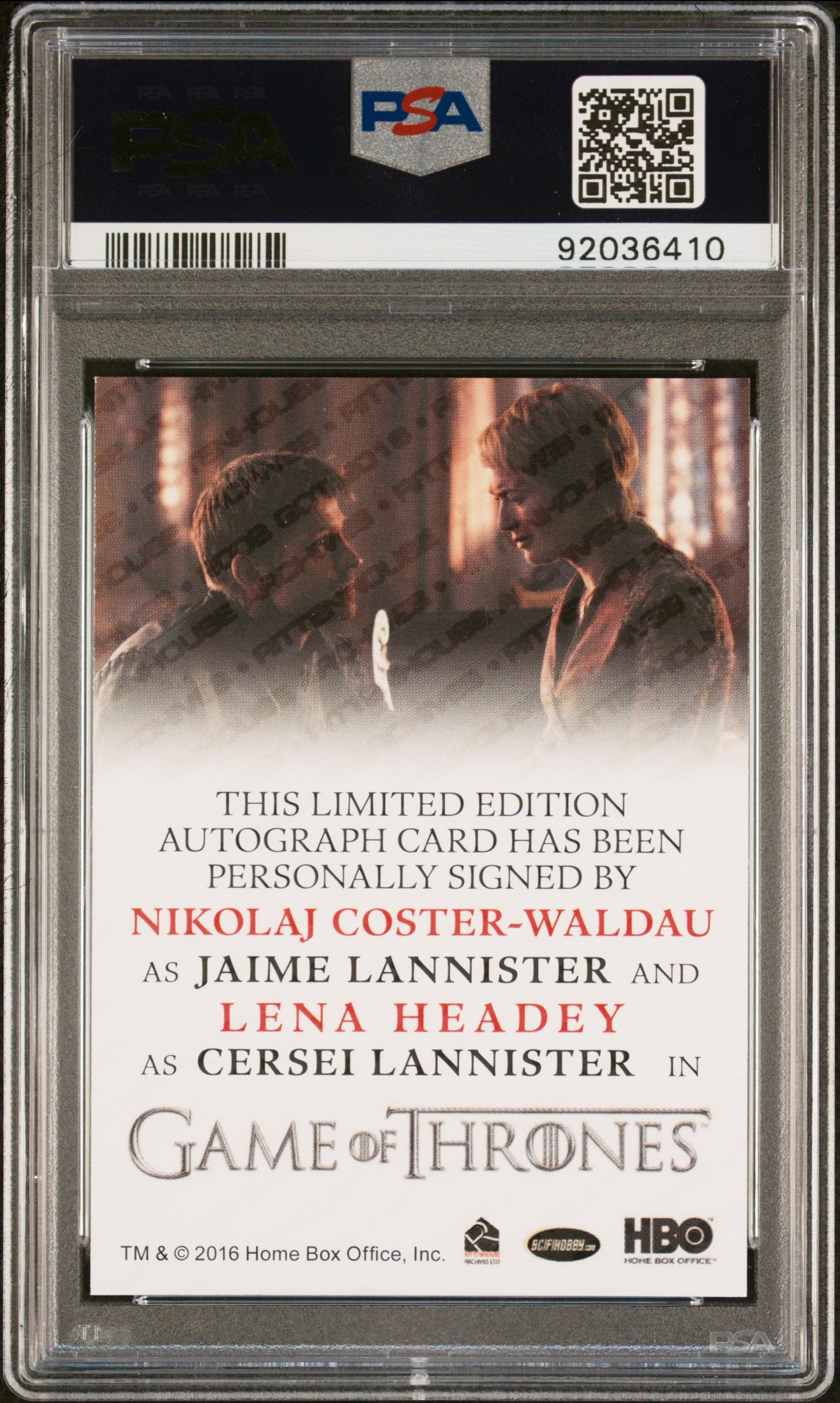 Nikolaj Coster-Waldau Lena Heady CERSEI JAIME 2021 Game Of Thrones AUTO PSA 9