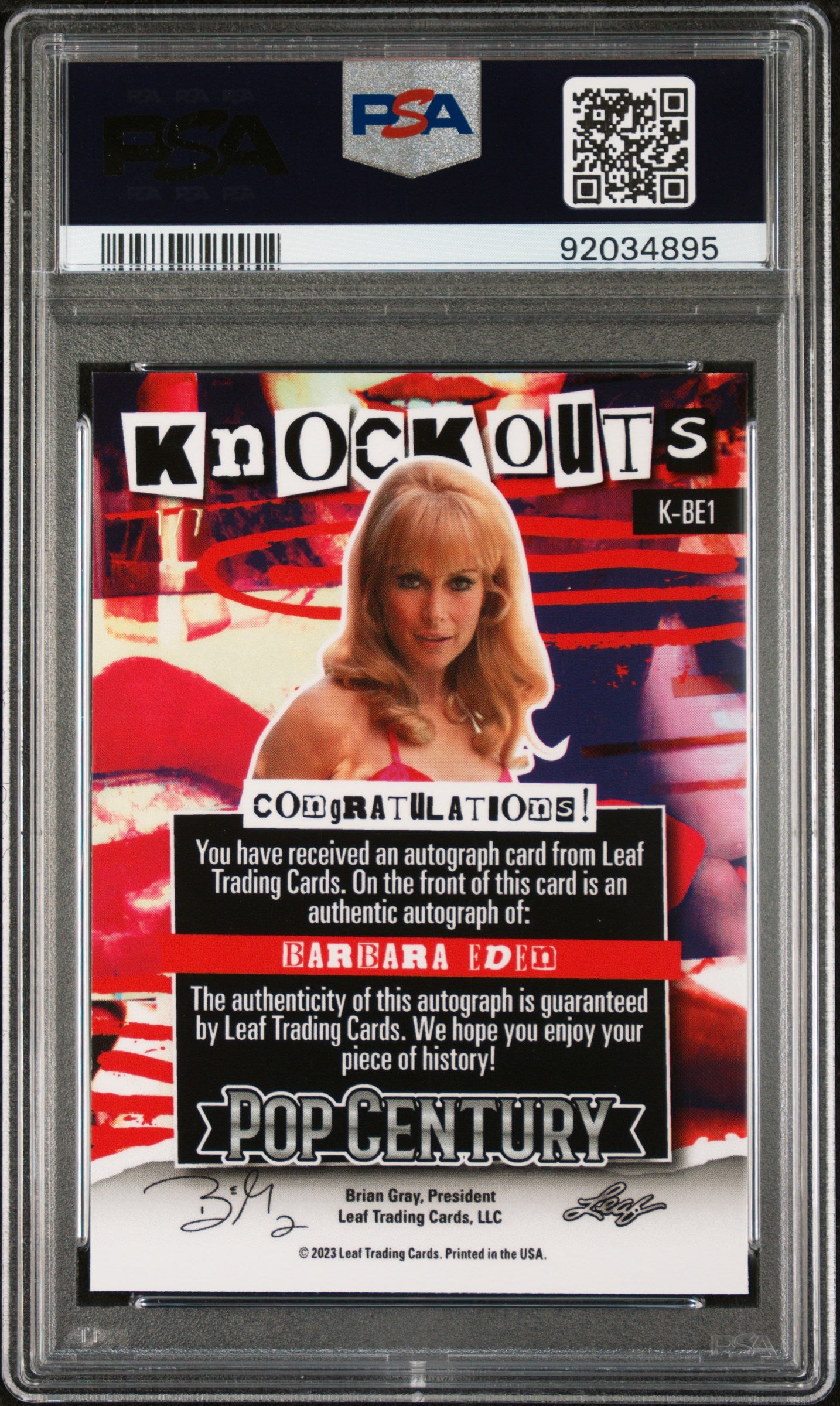 Barbara Eden 2023 Leaf Metal Pop Century Knockouts #1/7 Auto Silver Mojo PSA 10