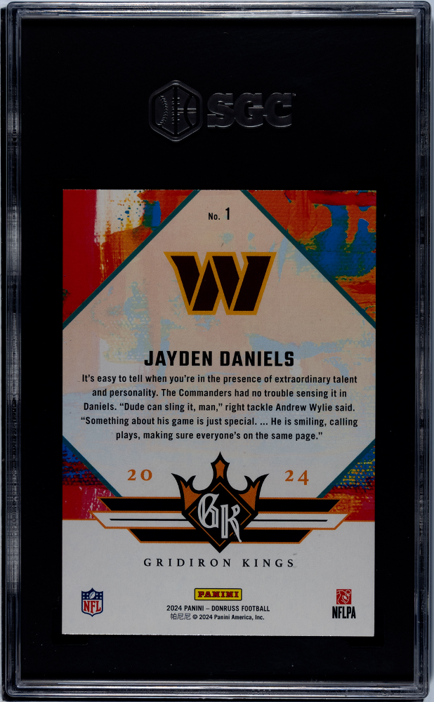 2024 Donruss Jayden Daniels #1 Rookie Gridiron Kings SGC 10