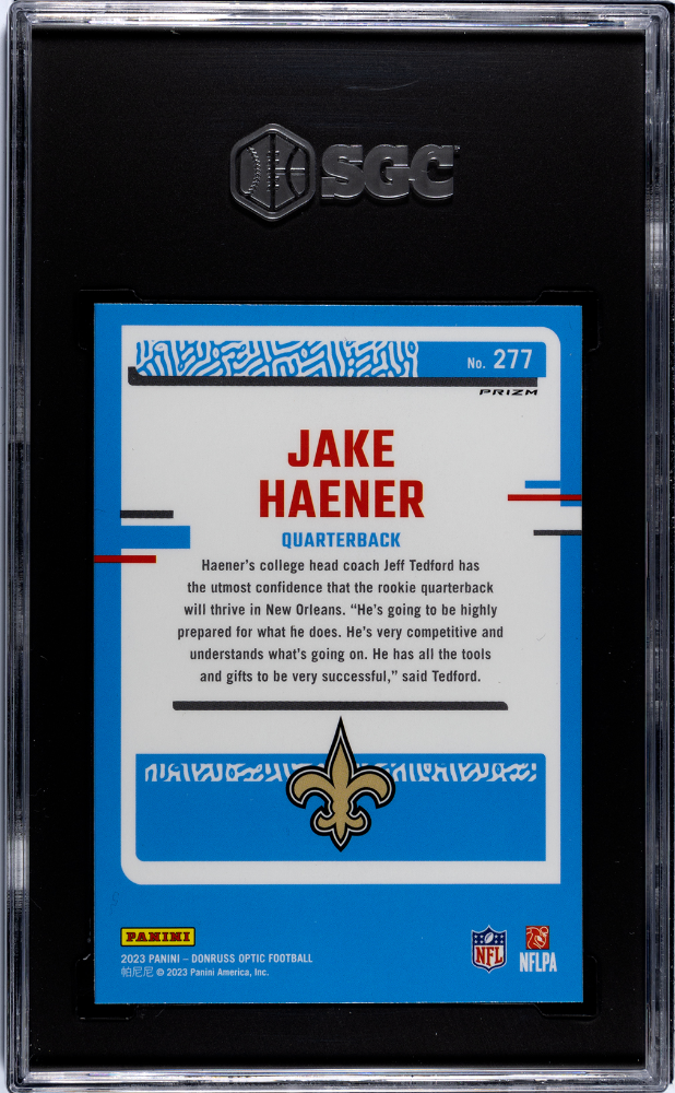 2023 Donruss Optic Jake Haener #277 Stars Prizm SGC 9.5 POP 1