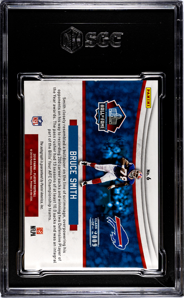 2018 Panini Playoff Bruce Smith #6 Hall of Fame AUTO Autograph #/25 SGC 10 POP 1