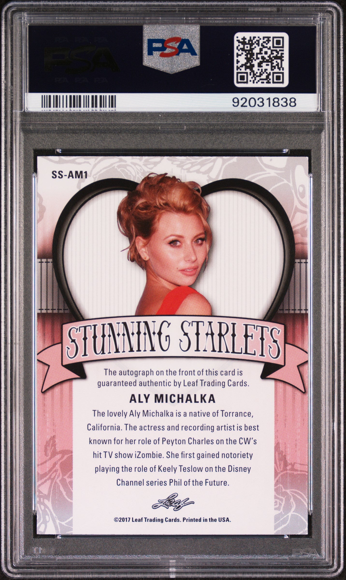 Aly Michalka 2017 Leaf Pop Century Stunning Starlets Autograph AUTO POP 1 PSA 10