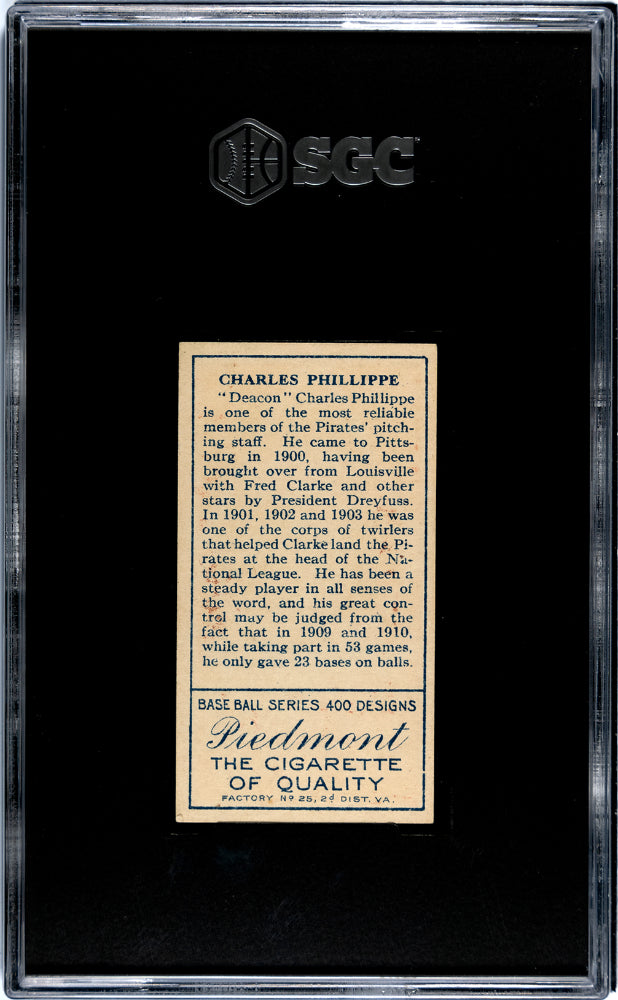 1911 Piedmont Cigarettes (T205) Charles Deacon Phillippe SGC 6