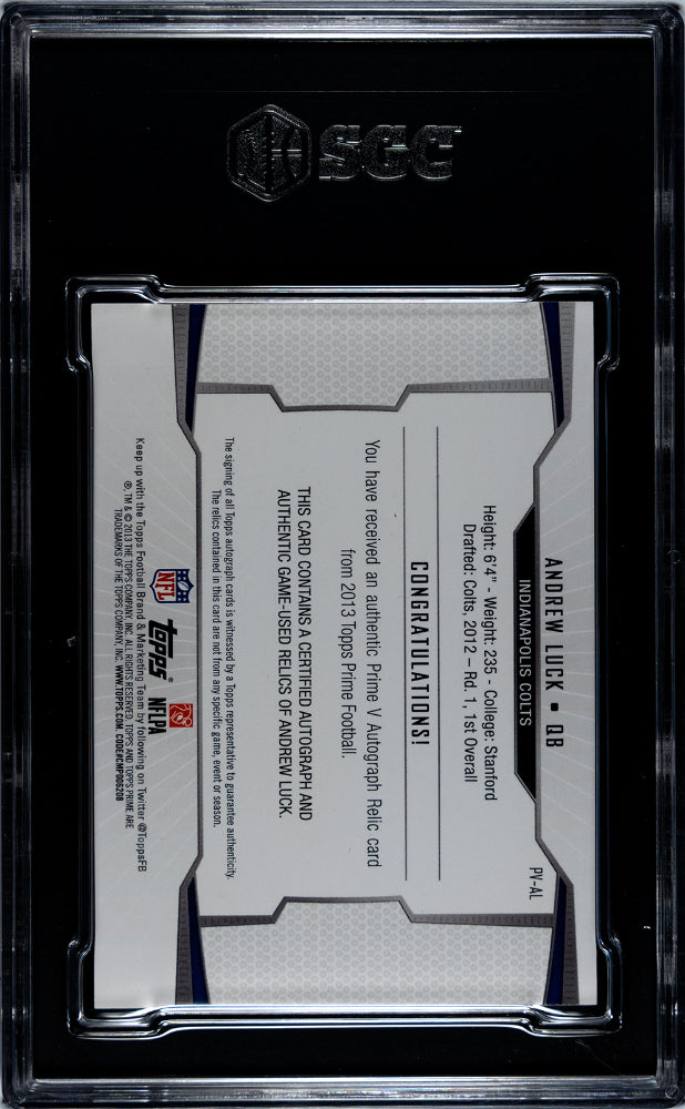 2013 Topps Prime Andrew Luck #PV-AL V Quad Jersey AUTO #/150 SGC 9.5