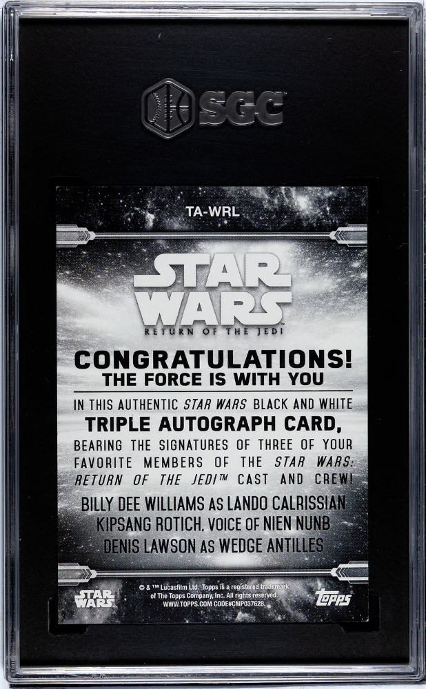 Billy Dee Williams Lando Nien Wedge 2020 Topps Return Jedi Triple AUTO #/5 SGC 9
