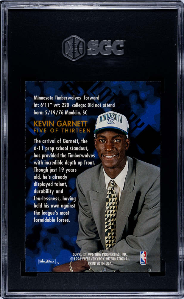 1995-96 Skybox Kevin Garnett #5 Lottery Exchange SGC 9 Rookie Card LOW POP