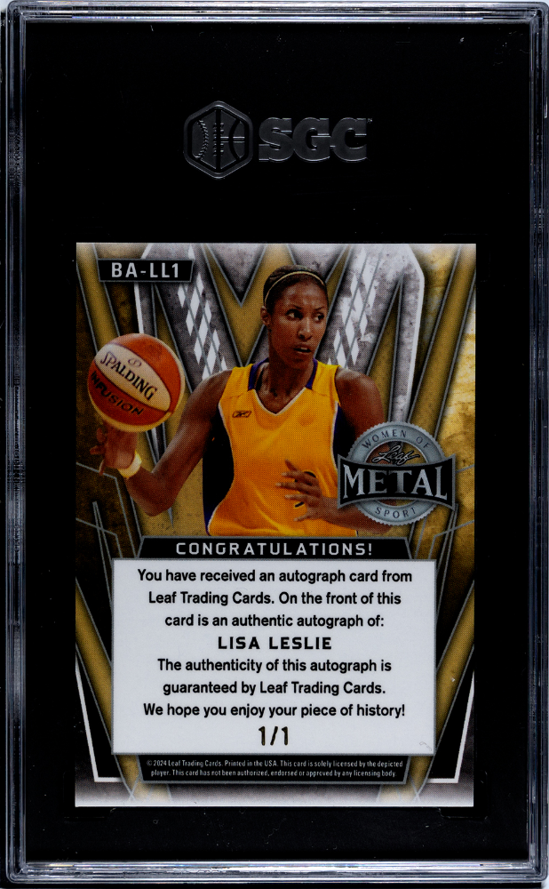 2024 Leaf Metal Women Of Sport Lisa Leslie WNBA #BA-LL1 AUTO Gold #1/1 SGC 9.5