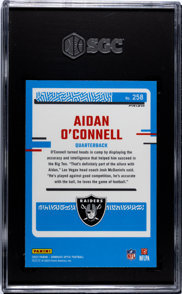 2023 Donruss Optic Aidan O'connell #258 Holo Prizm SGC 10