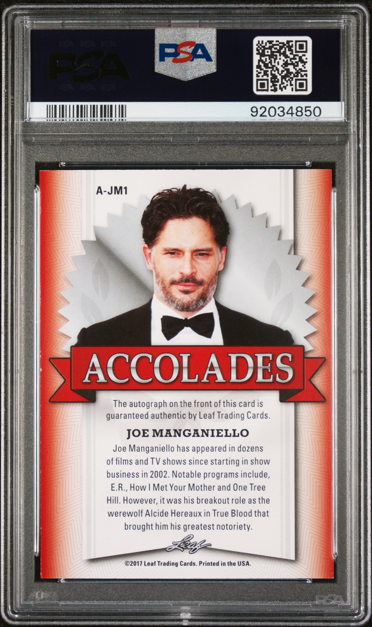 Joe Manganiello 2017 Leaf Pop Century Accolades Autograph AUTO PSA 9